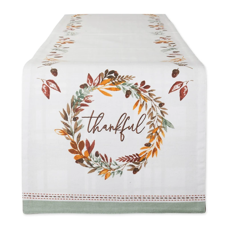 DII® 108" Thanksgiving Thankful Autumn, Fall Leaves, Reversible Table Runner
