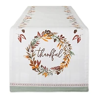 DII® 108" Thanksgiving Thankful Autumn, Fall Leaves, Reversible Table Runner