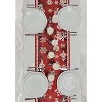 Wizardi 13.75" x 71" Red Christmas Ornaments Table Runner