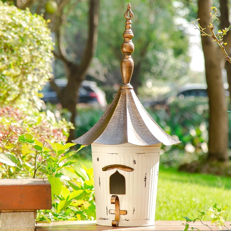 Glitzhome® 30" White Pagoda Metal Birdhouse