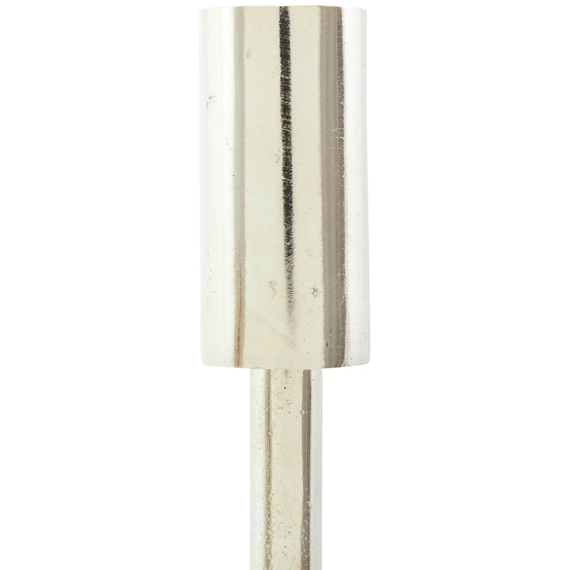 Silver Aluminum Slim Candle Holder with Black Block Base Set