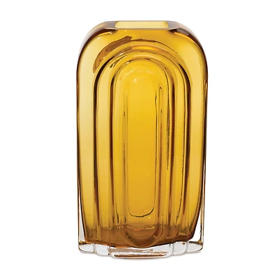 9.75" Rounded Amber Glass Vase