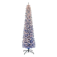 6.5ft. Pre-Lit Flocked Blue Artificial Christmas Tree, Clear Lights