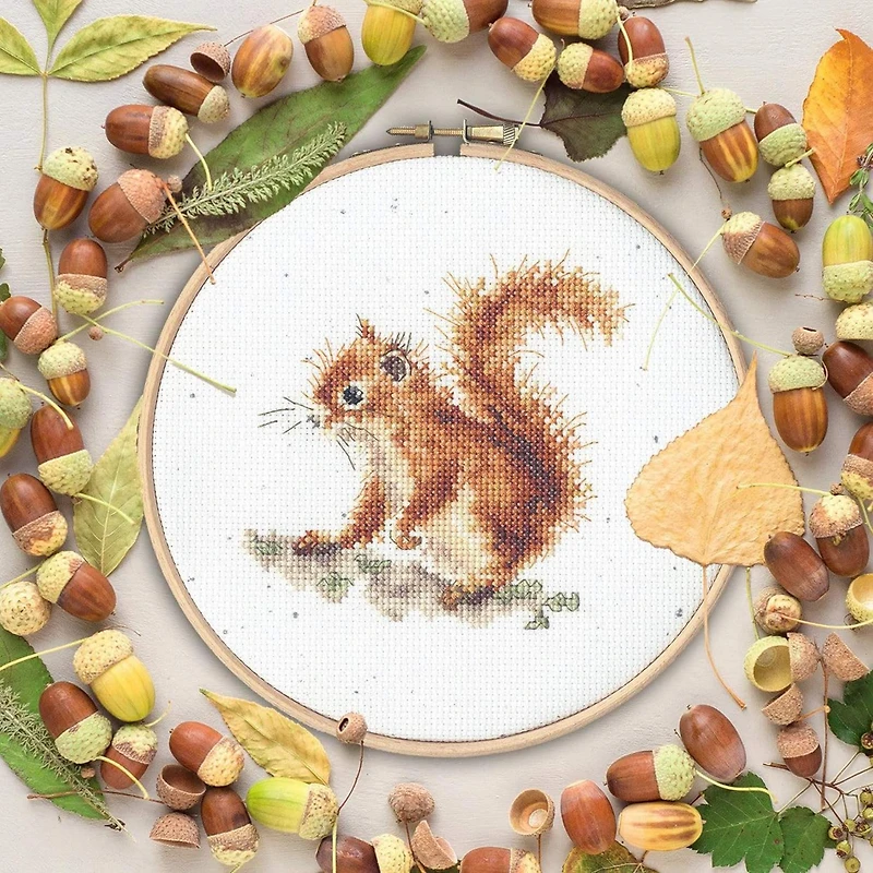 Bothy Threads Acorns Counted Cross Stitch Kit with Hoop