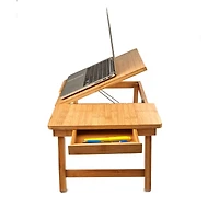Mind Reader 21.2" Adjustable Bamboo Lap Desk Breakfast Table with Foldable Legs