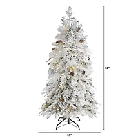 5ft. Pre-Lit Flocked Montana Down Swept Spruce Artificial Christmas Tree with Clear LED Lights