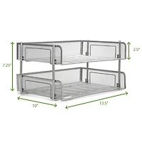 Mind Reader 2 Pack Silver Stackable Metal Mesh Organizer