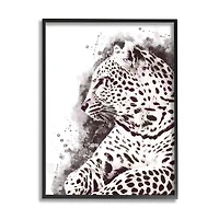 Stupell Industries Jungle Cat Paint Splatter Resting Cheetah Grey White in Frame Wall Art