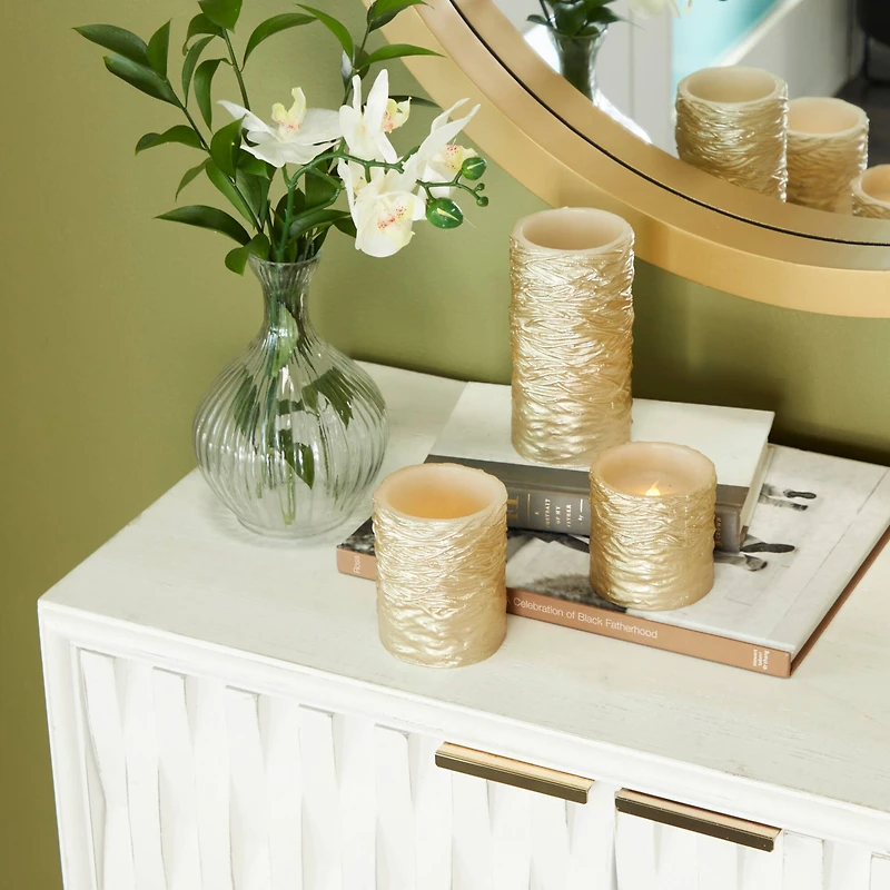 Gold Traditional Flameless Candle Set