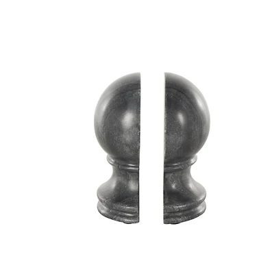 7" Black Marble Globe Sleek Orb Decorative Bookends, 2ct.