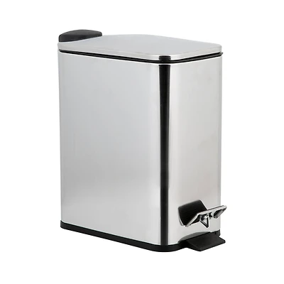 Simplify Stainless Steel 5L Slim Rectangular Pedal Trash Bin with Soft Close Lid