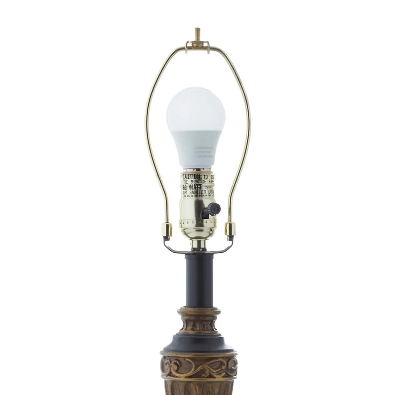 Brass Metal Tuscan Table Lamp, 33" x 10" x 10"