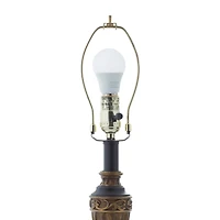 Brass Metal Tuscan Table Lamp, 33" x 10" x 10"