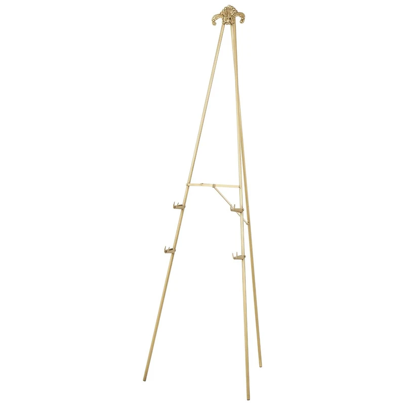 66.5" Gold Metal Foldable 2-Tier Display Easel with Scroll Finial