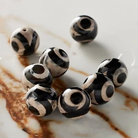 Black & Gray Tibetan Agate Round Beads, 15.5mm by Bead Landing™