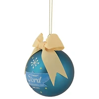 3" Matte Blue Ford The Universal Car with Beige Ribbon Glass Ball Ornament