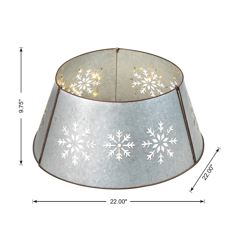 Glitzhome® 21" Snowflake Diecut Metal Tree Collar with Light String