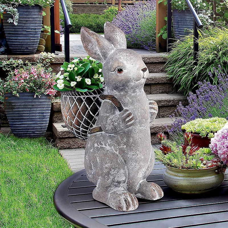 Design Tosano 16" Bunny with Basket Bearing Gifts Easter Rabbit Statue