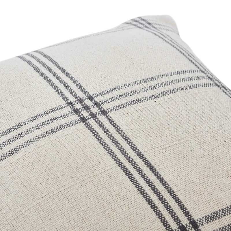 Hello Honey® 20'' Square Gray Plaid Cotton Pillow Cover