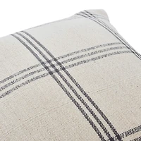 Hello Honey® 20'' Square Gray Plaid Cotton Pillow Cover