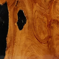 15" Black Teak Wood Coastal Stool