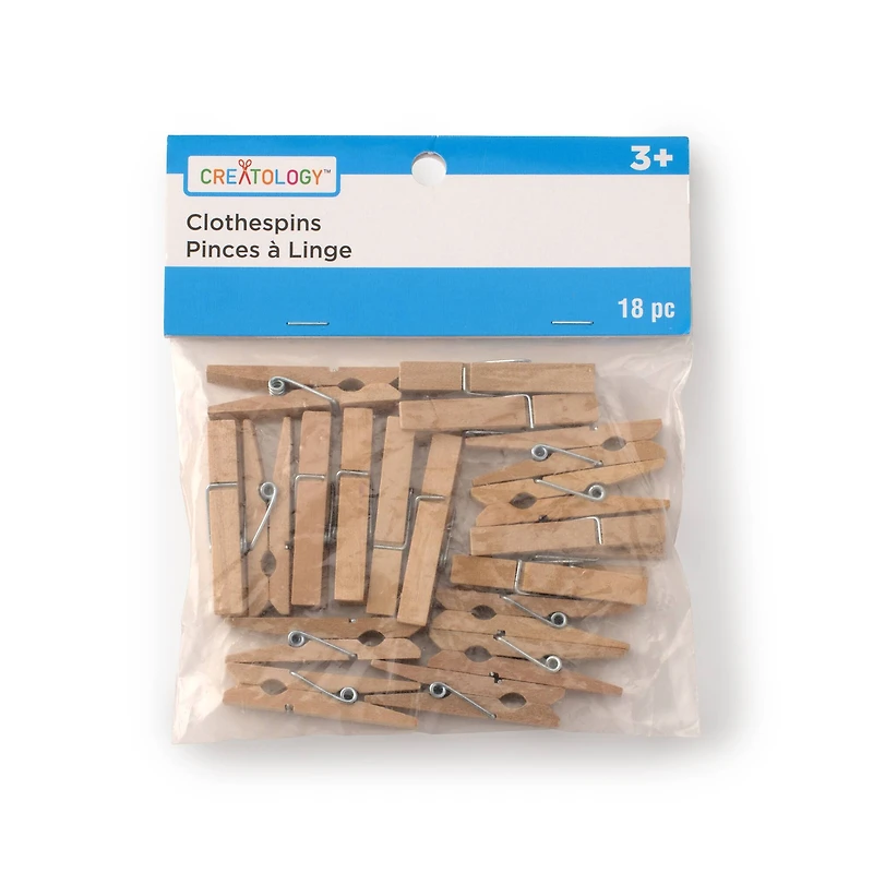 12 Packs: 18 ct. (216 total) Wood Clothespins by Creatology™