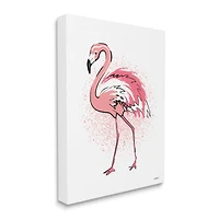 Stupell Industries Pink Splatter Flamingo Feathers Tropical Bird Canvas Wall Art