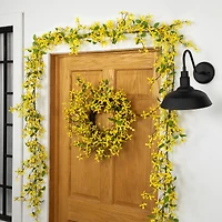 24" Yellow Forsythia & Berry Floral Spring Wreath