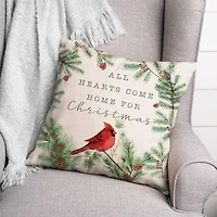Hearts Come Home For Christmas Throw Pillow