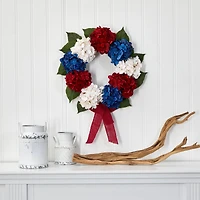 24" Red, White and Blue Hydrangea Wreath