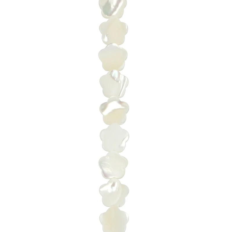 9mm White Mother of Pearl Flower Beads by Bead Landing™