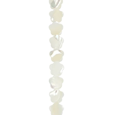9mm White Mother of Pearl Flower Beads by Bead Landing™