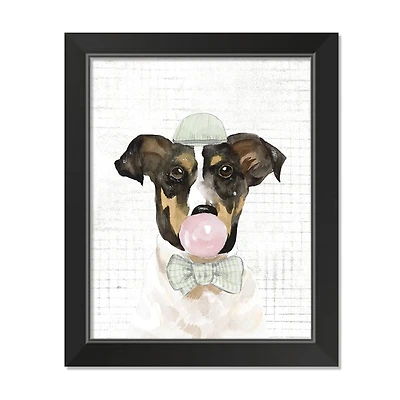 Bubble Gum Dog 1 11" x 14" Black Framed Print Under Plexiglass