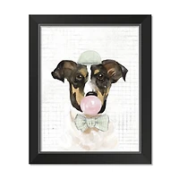 Bubble Gum Dog 1 11" x 14" Black Framed Print Under Plexiglass