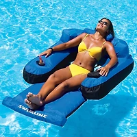 Swimline 4.5ft. Inflatable Blue & Black Ultimate Swimming Pool Chair Lounger