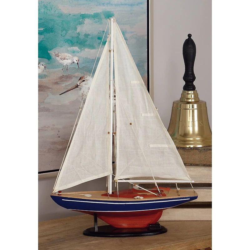 26" Wooden Sail Boat Sculpture
