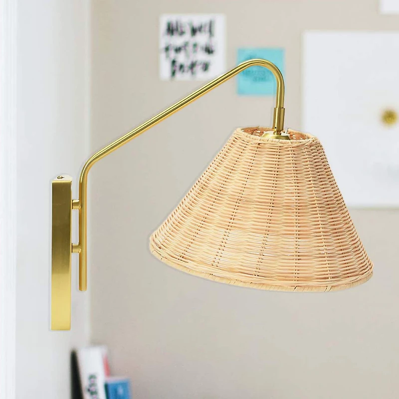 Hello Honey® Rattan & Metal Wall Sconce