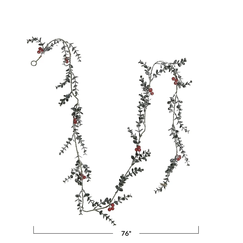 Hello Honey 6ft. Frosted Faux Boxwood Garland with Berries