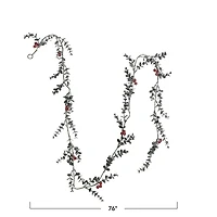 Hello Honey 6ft. Frosted Faux Boxwood Garland with Berries