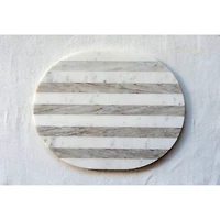 Hello Honey® 15'' Gray & White Striped Oval Marble Cheese & Cutting Board