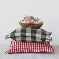 Hello Honey® 18" Hunter Green Check with Flanged Edge Woven Recycled Cotton Pillow