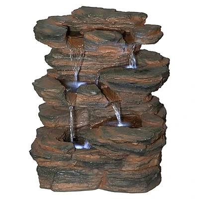 Design Toscano Ramrod Bluffs Cascading Waterfall Illuminated Tabletop Fountain