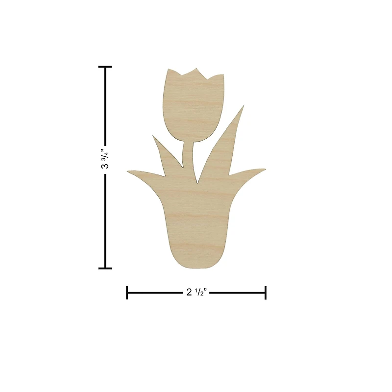 Essentials by Leisure Arts 24 Pack 2.5" x 3.63" Tulip Flat Wood Shape