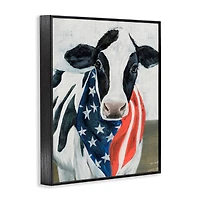 Stupell Industries Farm Cow American Flag Animal Framed Giclee Art
