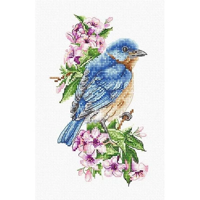 Luca-s Blue Bird On The Branch Counted Cross Stitch Kit
