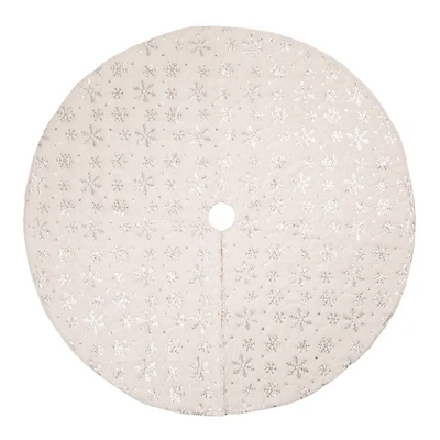 Glitzhome® 48" White Plush with Snowflake Christmas Tree Skirt