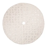 Glitzhome® 48" White Plush with Snowflake Christmas Tree Skirt