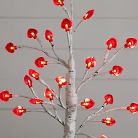 2ft. Pre-Lit Artificial Valentine's Day Twig Tree with 24 Red Heart-Shaped LED Lights