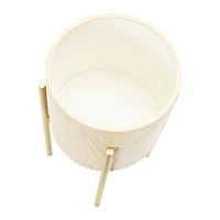 Hello Honey® Cream & Gold Boho Embossed Metal Planters with Stands Set