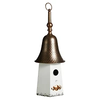 Glitzhome® 24" White Washed Metal Bell Roof Birdhouse